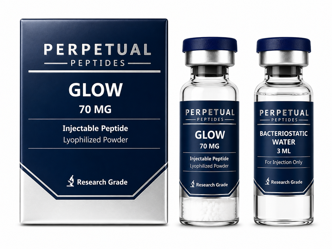 GLOW 70mg (GHK-Cu 50mg + BPC-157 10mg + TB500 10mg) + 3ml agua bacteriostatica