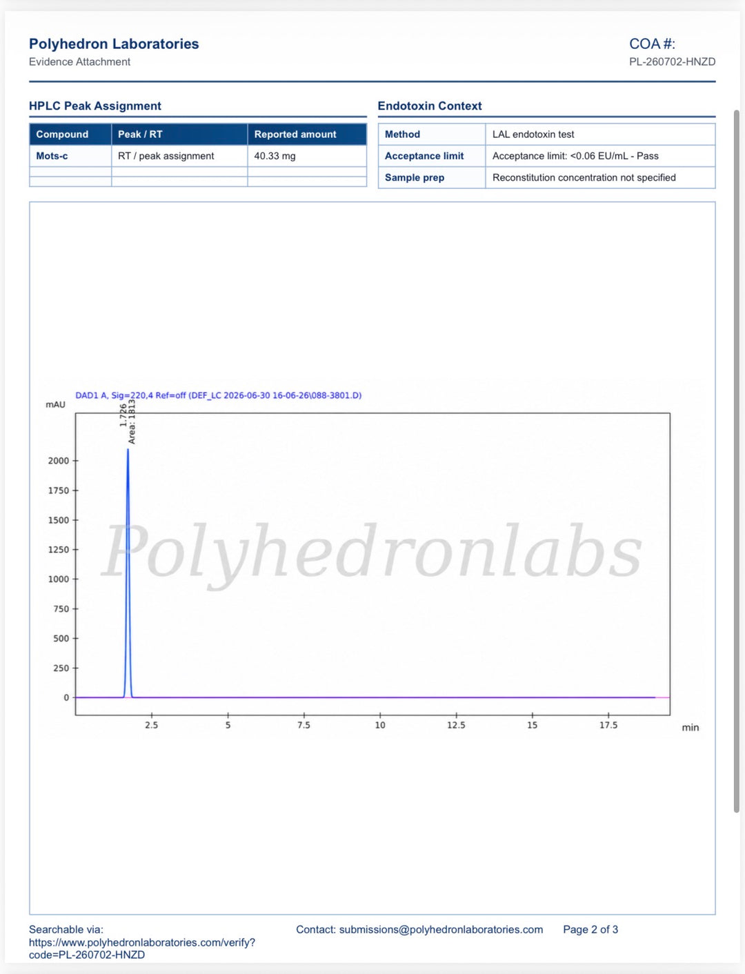 MOTS-c 40mg 1 vial + Agua Bacteriostática 3ml Kit