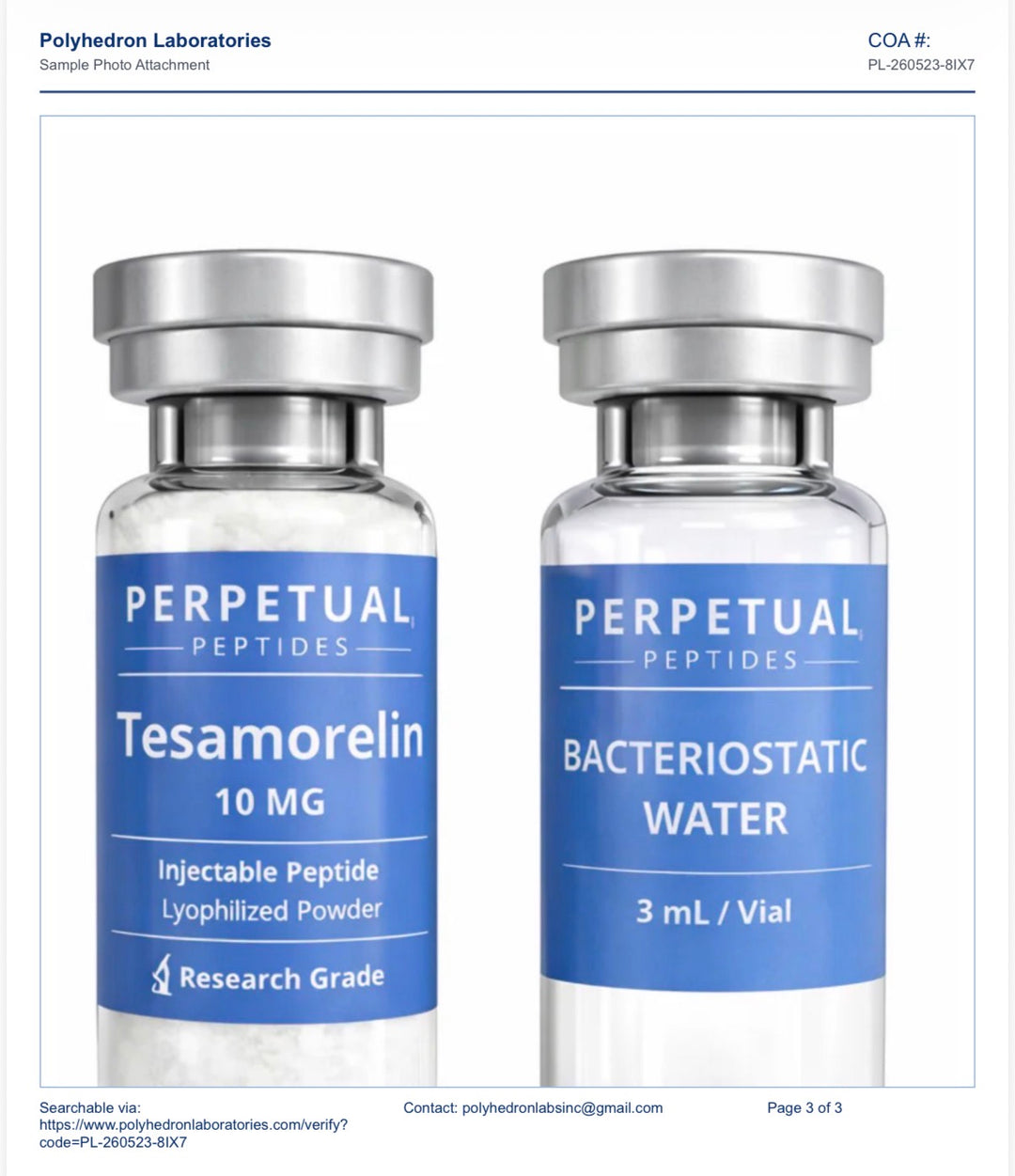 Tesamorelin 10mg + 3ml agua bacteriostatica