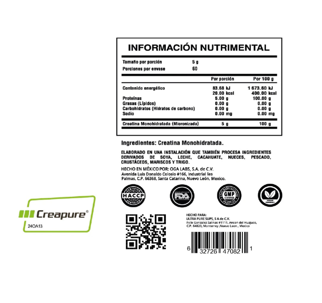Caja 12 PZ 100% CREAPURE 60 Porciones