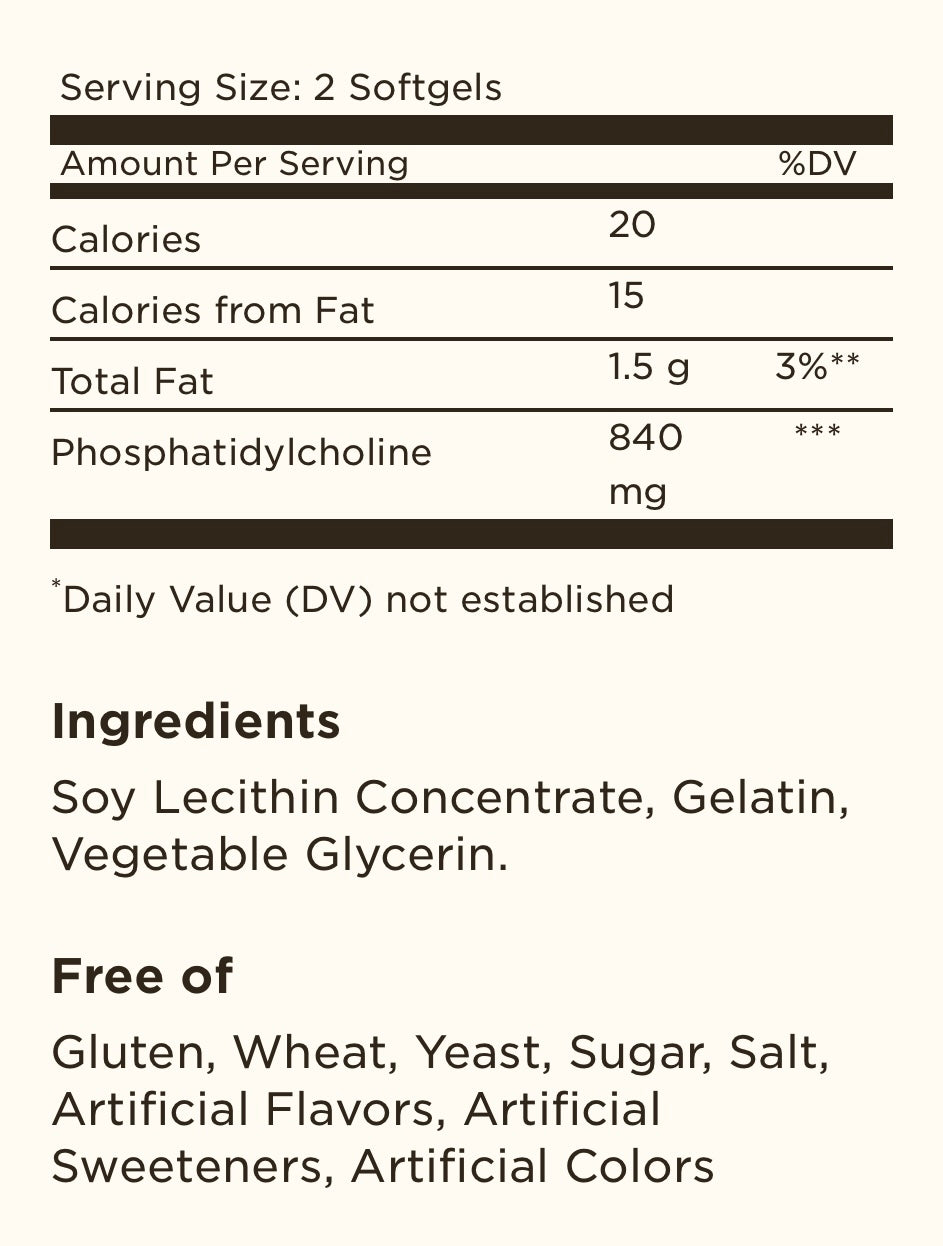 PHOSPHATIDYL CHOLINE 100 SOFTGELS