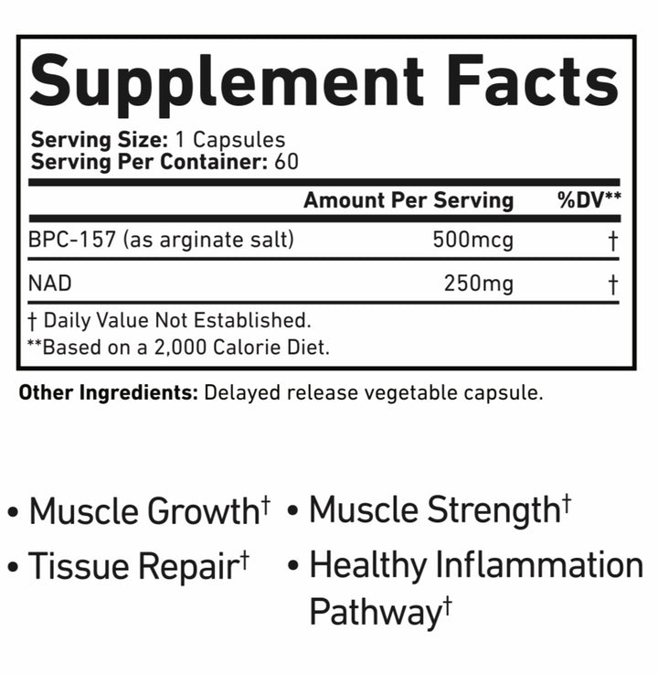 BPC-157 + NAD – Murx Peptides 60 cápsulas