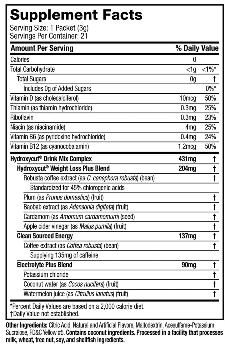 Hydroxycut Weight loss Drink Mix 1 packet (2.5gr) Individual