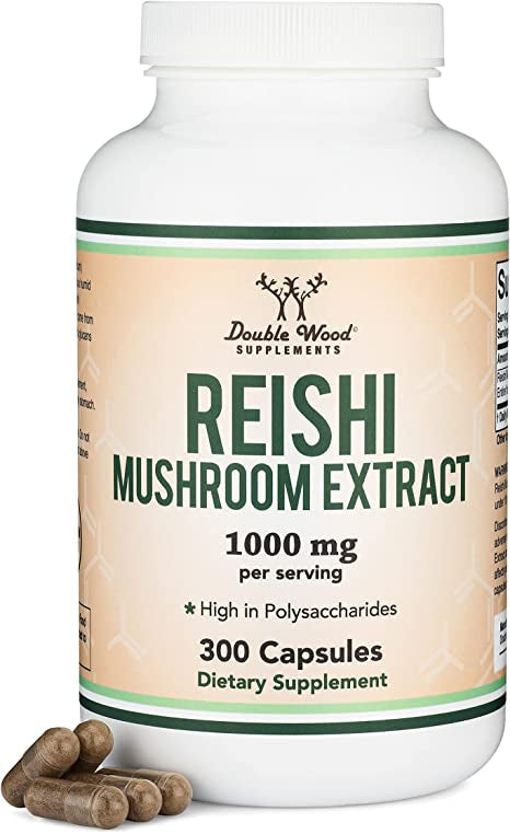 Reishi Mushroom Capsules (4:1 Ganoderma Extract, 1,000mg 300 Caps