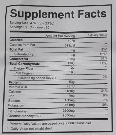 Raw Mass Gainer 12 lbs