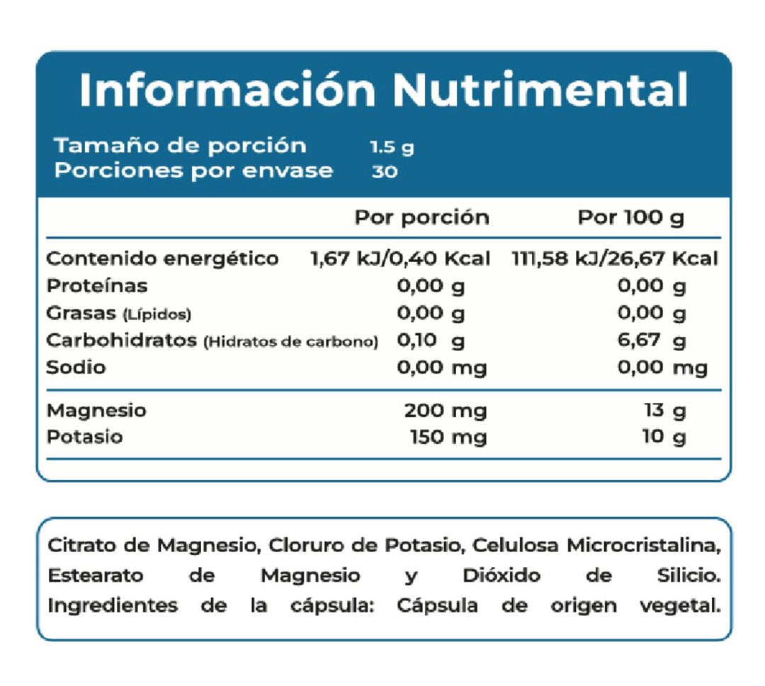 Magnesio + Potasio 60 cápsulas