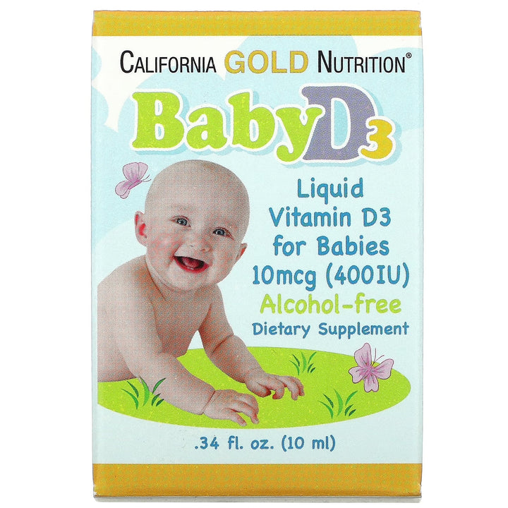 Vitamina D3 líquida para bebés, 10 mcg (400 UI), 10 ml